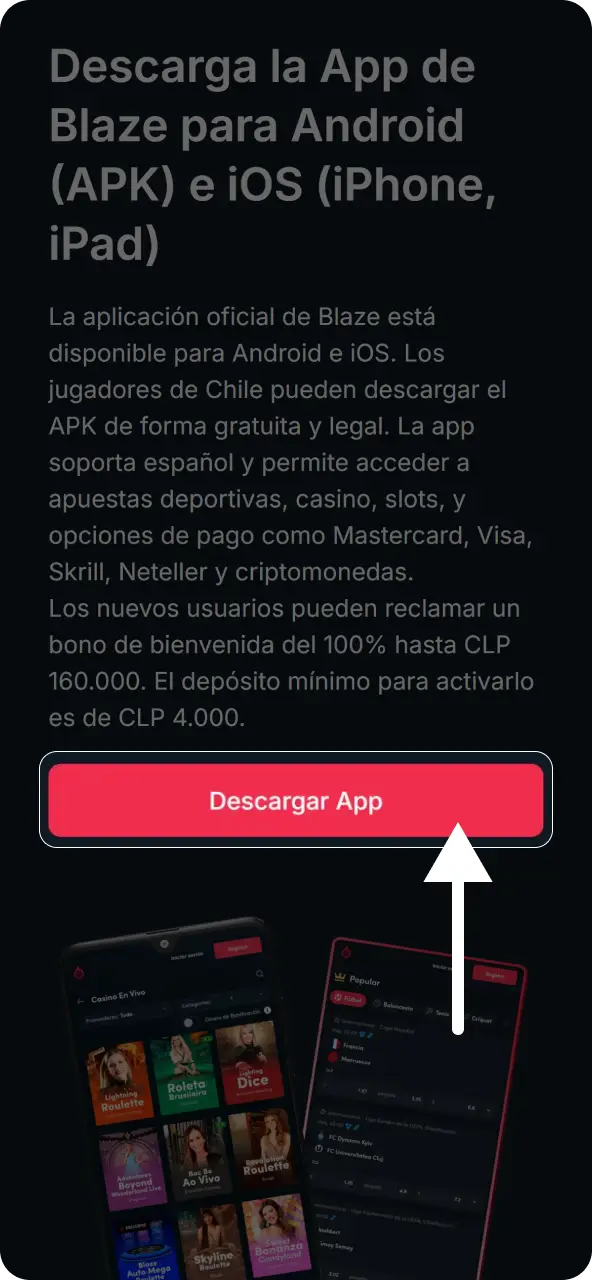 Obtén la aplicación móvil de Blaze en tu dispositivo e instálala para iniciar el proceso.