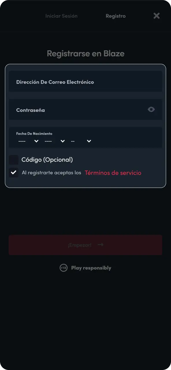 Rellena el formulario con tu información básica de contacto y seguridad.
