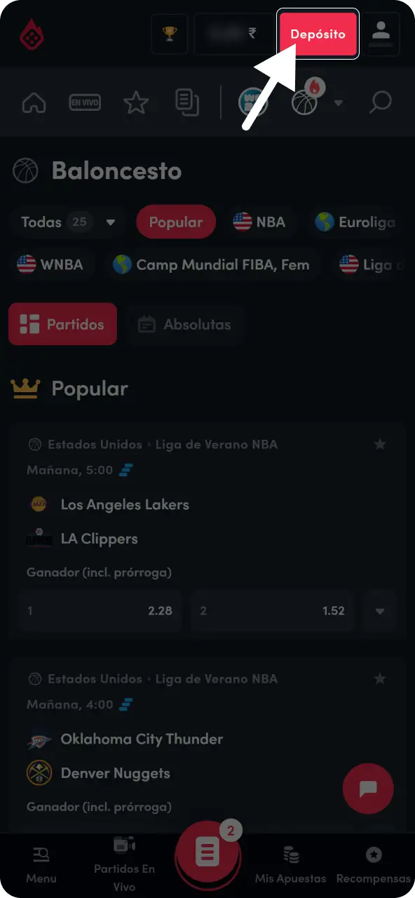 Añade fondos a tu balance de juego seleccionando el método de pago local o internacional que prefieras.