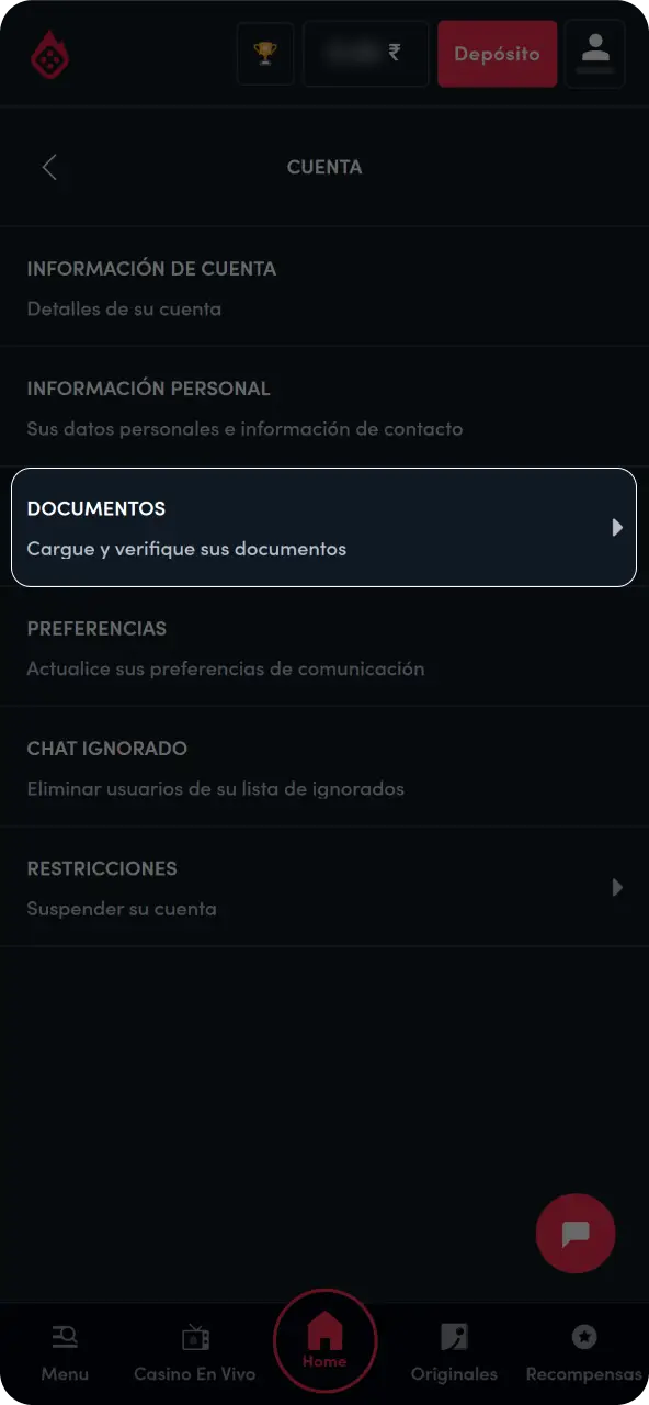 Sube los documentos requeridos para validar tu cuenta y garantizar un entorno de juego seguro y transparente.