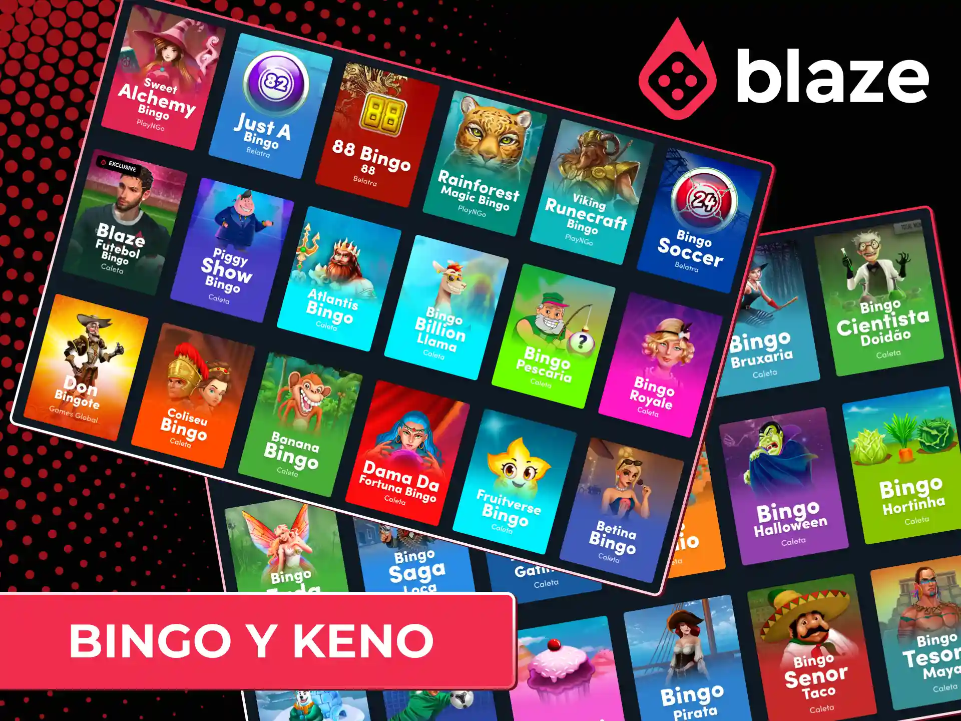 Juega rondas rápidas de bingo y keno en la sección de casino online Blaze Chile.