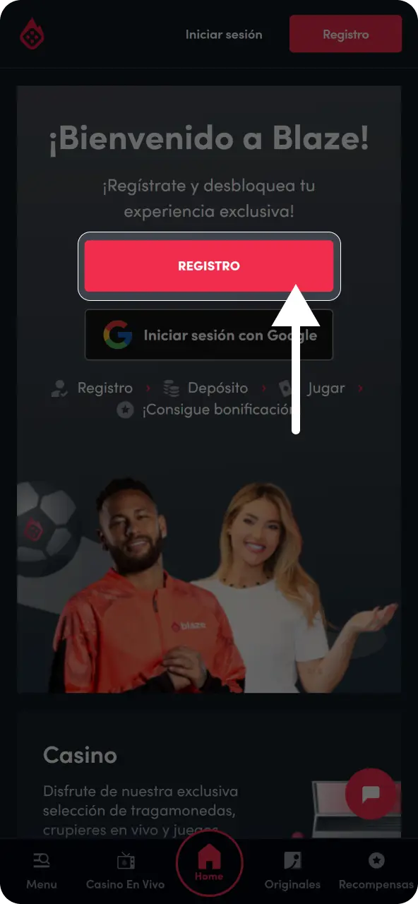 Presiona el botón de creación de cuenta ubicado en la parte superior del portal oficial.