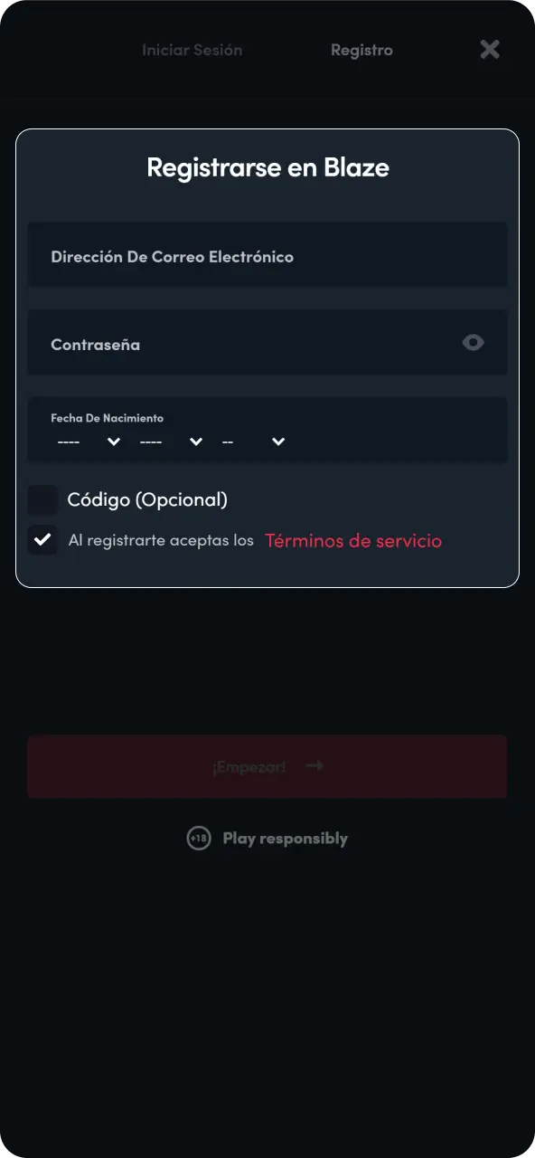 Rellena el formulario con tus datos de contacto básicos y una contraseña segura.