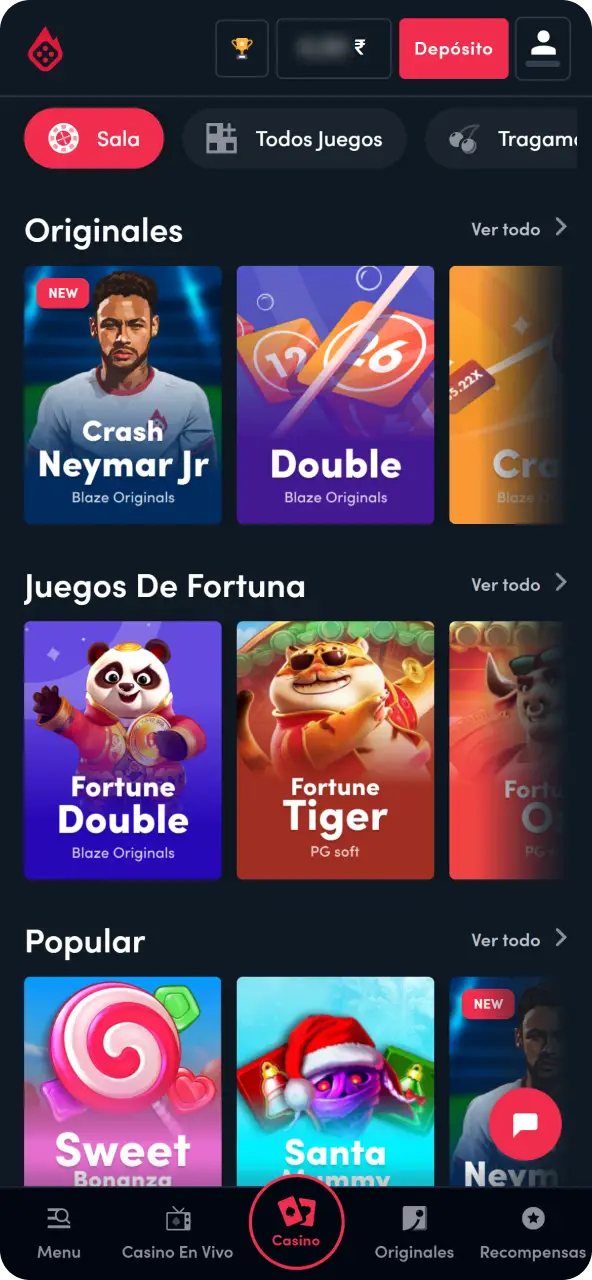 Entra en la sección de casino y explora el catálogo para ver las tragamonedas disponibles.